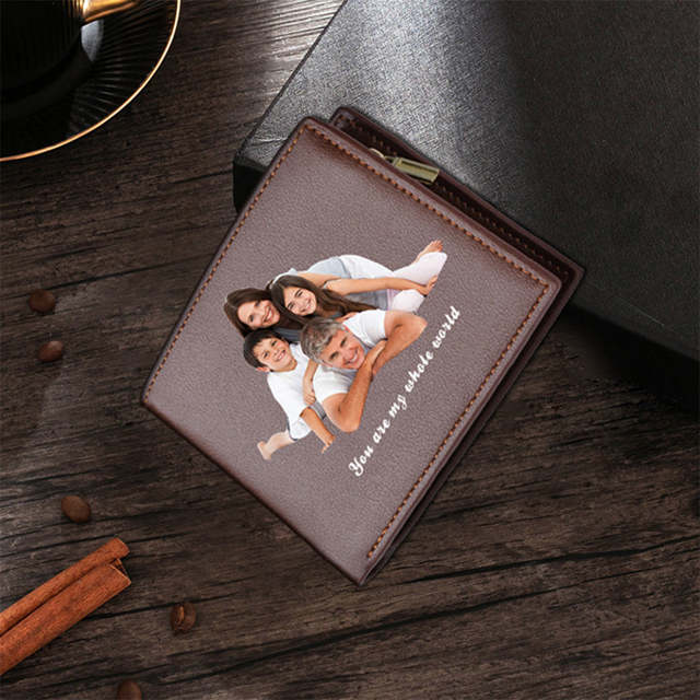 Picture of Custom Engraved Trifold Wallet for Men - Personalized Photo Wallet  - Christmas, Birthday or Father's day Gift