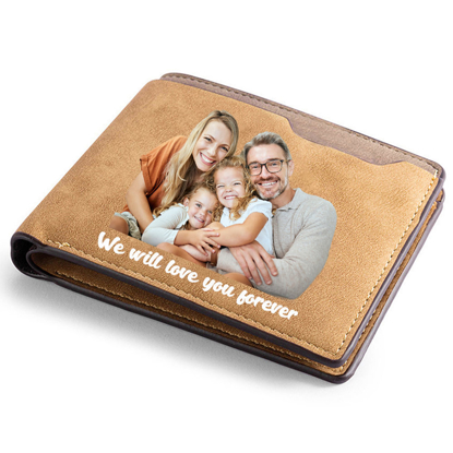 Picture of Custom Engraved Photo Wallet - Personalized Wallet for Dad - Christmas Gift - Gift for Parents