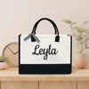 Picture of Custom Embroidered Name Tote Bags - Personalized Embroidered Tote Bags - Custom Text Canvas Tote Bags for Women and Girls