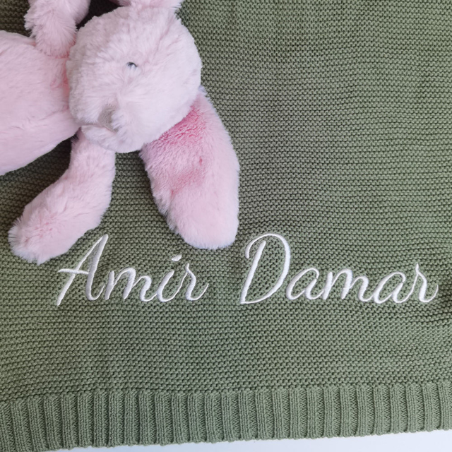 Picture of Custom Embroidered Baby Throw Blanket - Custom Car Throw Blanket - Personalized Knit Cotton Nap Blanket Throw Blanket - Best Gifts for Newborns and Baby Shower