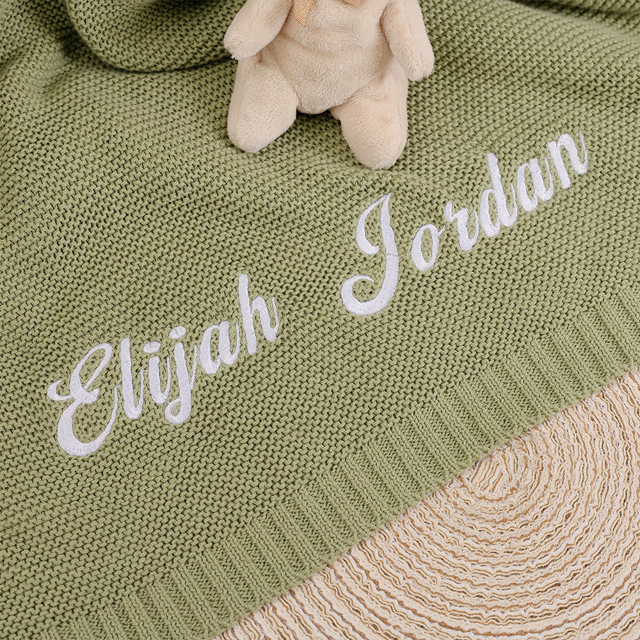 Picture of Custom Embroidered Baby Throw Blanket - Custom Car Throw Blanket - Personalized Knit Cotton Nap Blanket Throw Blanket - Best Gifts for Newborns and Baby Shower