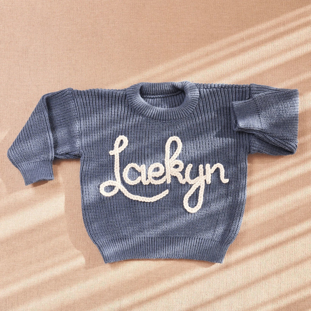 Picture of Personalized Embroidered Sweater for Baby & Toddler - Custom Name Embroidery Sweater - Best Knitted Xmas Sweater for Baby