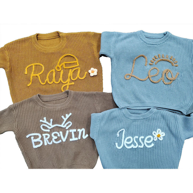 Picture of Personalized Embroidered Sweater for Baby & Toddler - Custom Name Embroidery Sweater - Best Knitted Xmas Sweater for Baby