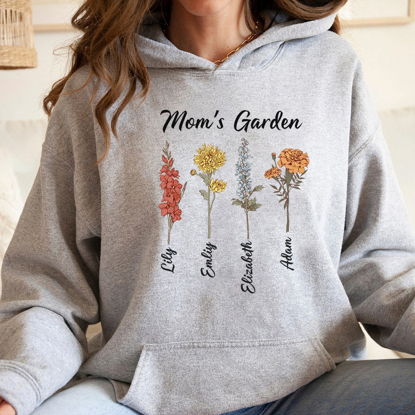 Picture of Custom Unisex Hoodies | Personalized Unisex Long Sleeve Sweatshirts | Custom Birth Flower Hoodies