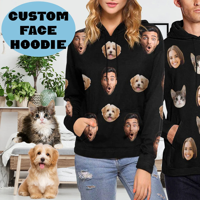 Picture of Custom Hoodies | Custom Christmas Face Hoodies | Personalized Unisex Long Sleeve Family Hoodies