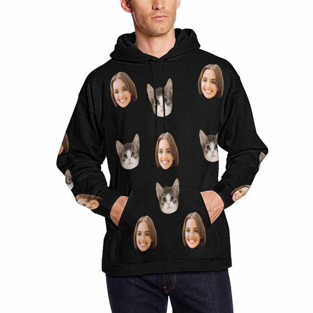 Picture of Custom Hoodies | Custom Christmas Face Hoodies | Personalized Unisex Long Sleeve Family Hoodies