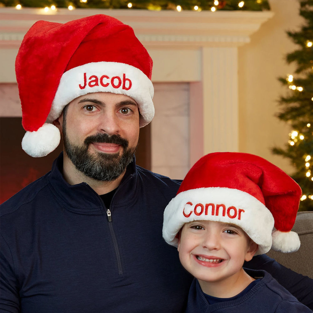 Picture of Personalized Embroidered Christmas Stocking - Custom Family Christmas Velvet Santa Hat with Names - Best Christmas Family Gift