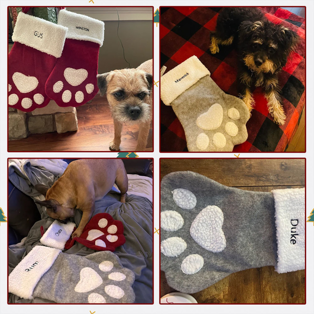 Picture of Custom Pet Christmas Stocking - Personalized Paw Shape Embroidery Christmas Stocking - Best Christmas Gifts