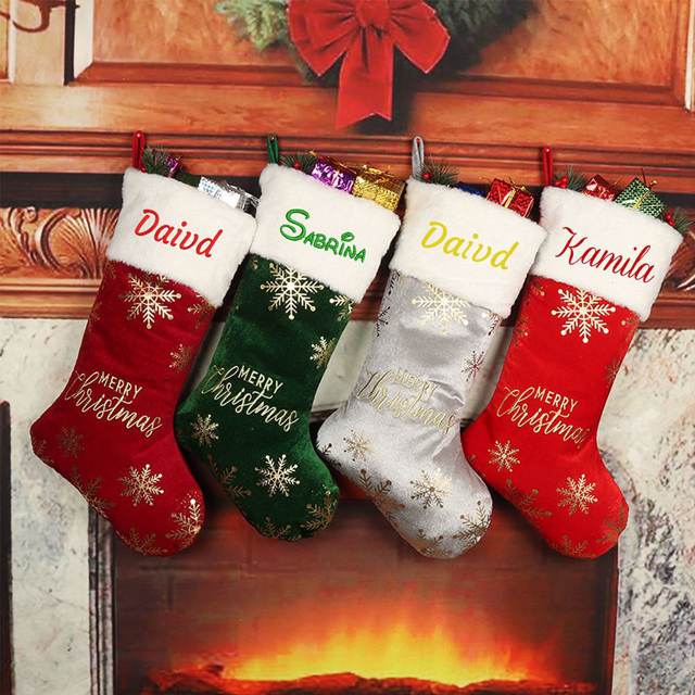 Picture of Personalized Velvet Embroidered Christmas Stocking - Custom Christmas Stocking with Name - Best Christmas Gifts