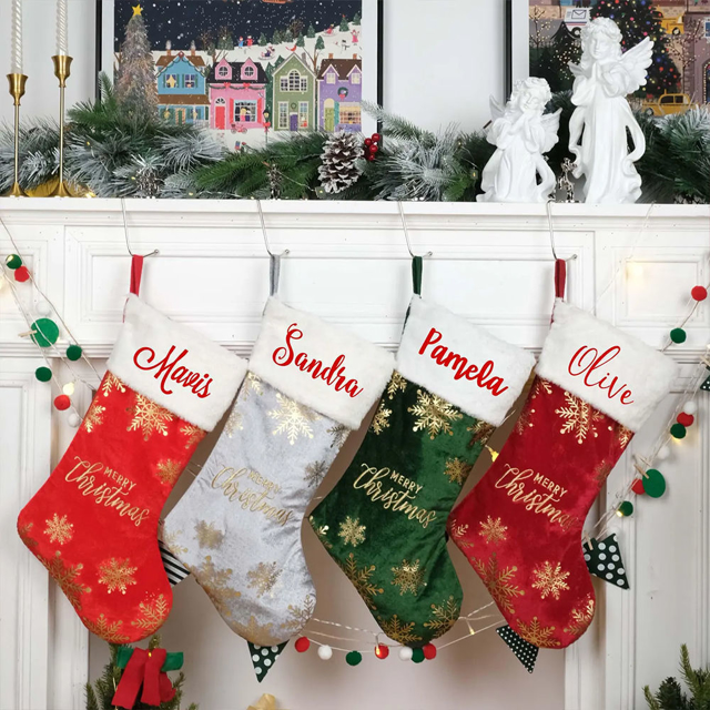 Picture of Personalized Velvet Embroidered Christmas Stocking - Custom Christmas Stocking with Name - Best Christmas Gifts