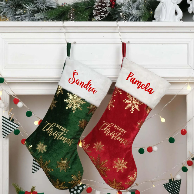 Picture of Personalized Velvet Embroidered Christmas Stocking - Custom Christmas Stocking with Name - Best Christmas Gifts