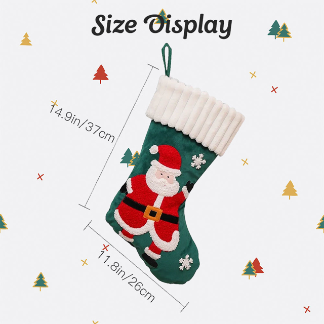 Picture of Custom Velvet Christmas Stocking with Santa Figure - Personalized Embroidery Christmas Stocking -  Best Christmas Gift