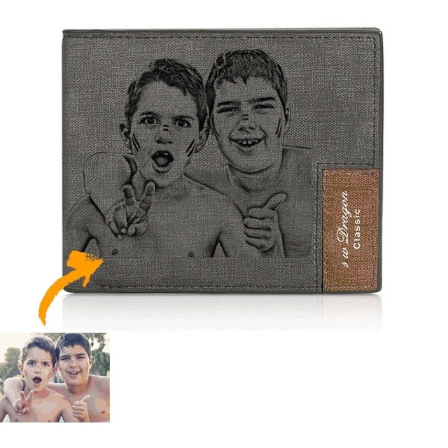 Picture of Men's Bifold Engraved Photo Wallet - Birthday gift