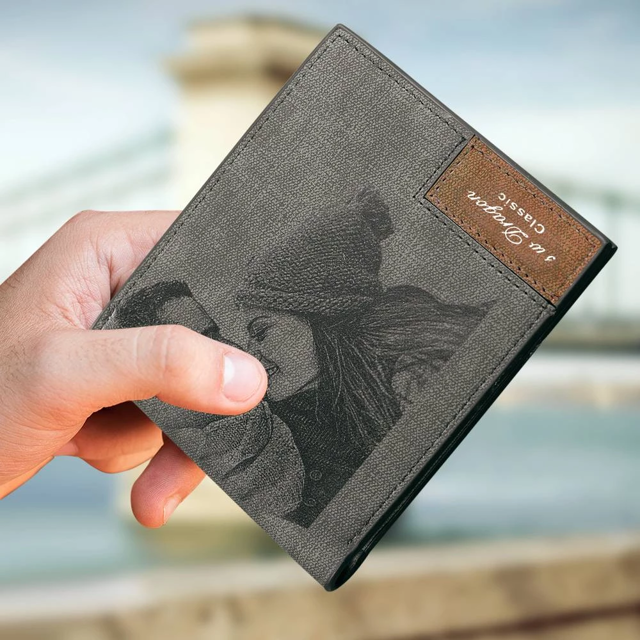 Picture of Men's Bifold Engraved Photo Wallet - Birthday gift