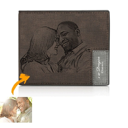 Picture of Personalized Men's Engraved Photo Wallet - Custom Photo Wallet - Father's Day gift