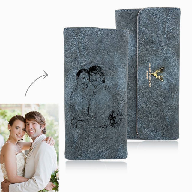 Picture of Women's Photo Engraved Trifold Photo Wallet - Custom Photo Wallet - Birthday gift