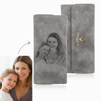 Picture of Women's Photo Engraved Trifold Photo Wallet - Custom Wallet for Mom