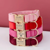 Picture of Personalized Dog Name Collar - Custom Multiple Color Velvet Dog Collar Set - Engraved Pet Name Tag Metal Buckle - Best Wedding and Christmas Puppy Gift