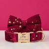 Picture of Personalized Dog Name Collar - Custom Multiple Color Velvet Dog Collar - Engraved Pet Name Tag Metal Buckle - Best Wedding and Christmas Puppy Gift