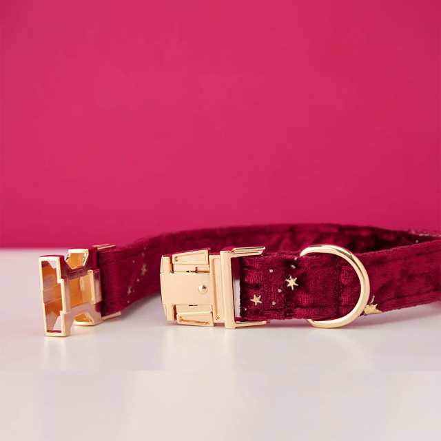 Picture of Personalized Dog Name Collar - Custom Multiple Color Velvet Dog Collar - Engraved Pet Name Tag Metal Buckle - Best Wedding and Christmas Puppy Gift