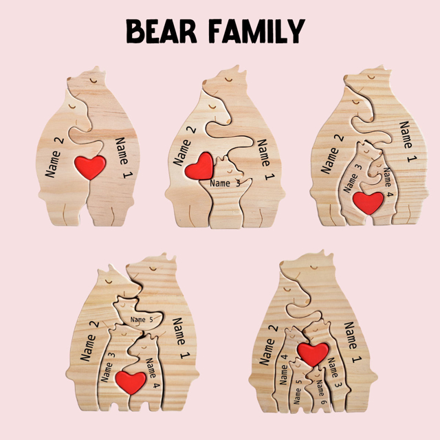 Picture of Personalized Wooden Bear Family Puzzle - Family Keepsake Home Decor Gift - Best Christmas Gift for Family