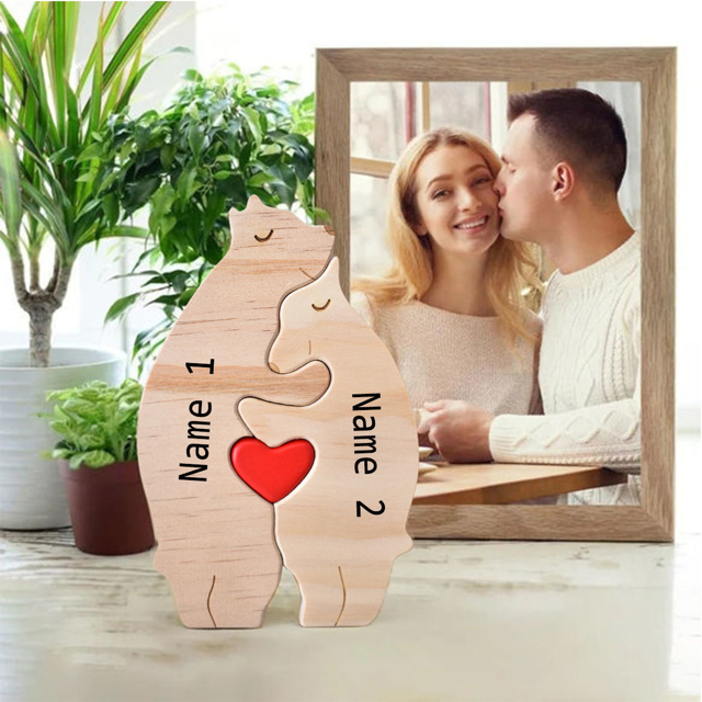 Picture of Personalized Wooden Bear Family Puzzle - Family Keepsake Home Decor Gift - Best Christmas Gift for Family