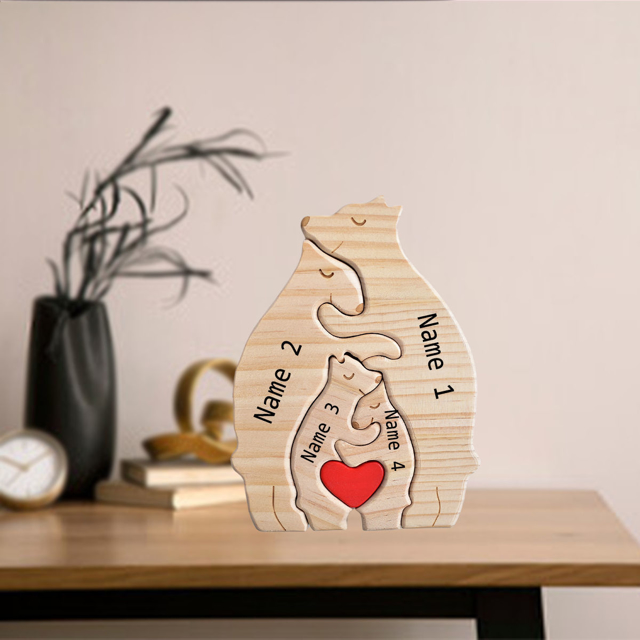 Picture of Personalized Wooden Bear Family Puzzle - Family Keepsake Home Decor Gift - Best Gifts for Family