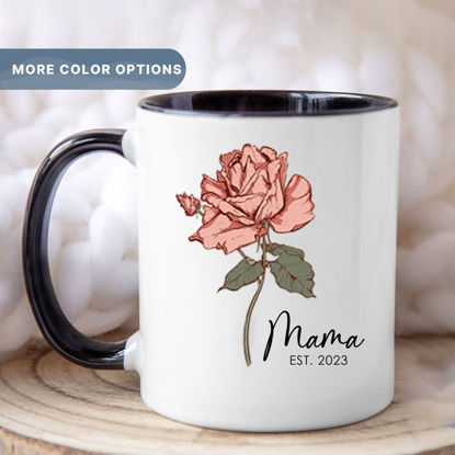 Picture of Custom Colorful Birth Flower Mug - Customized Mug with Name and Date - Best Gift for Family Members