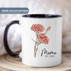 Picture of Custom Colorful Birth Flower Mug - Customized Mug with Name and Date - Best Gift for Family Members