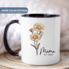 Picture of Custom Colorful Birth Flower Mug - Customized Mug with Name and Date - Best Gift for Family Members