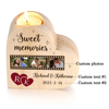 Picture of Custom Photo Wooden Candle holder - Personalized Heart Shape Candle holder - Best Christmas or Anniversary Gift