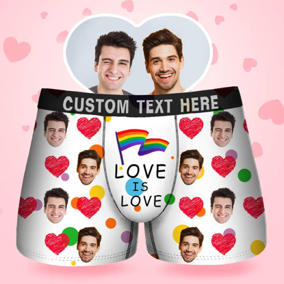 Picture of Customized underwear | Customized men's boxer briefs | Customized face-shaped men's boxer briefs, a love gift for a boy, love is love style underwear