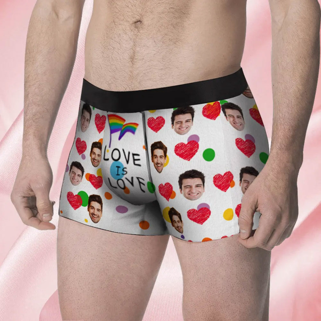 Picture of Customized underwear | Customized men's boxer briefs | Customized face-shaped men's boxer briefs, a love gift for a boy, love is love style underwear