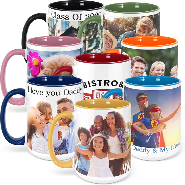 Picture of Custom Photo Face Mugs - Personalized Photo Coffee Cup with Custom Text - Christmas Gifts for Family and Friends