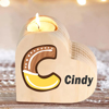 Picture of Custom Wooden Heart Candle Holders - Personalized Heart Shaped Letter Name Candle Holders - Custom Heart Candle Holders - Best Memorial Gift