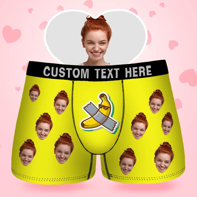 Picture of Customized underwear | Custom Face Men's Boxer Your Banana For Boyfriend Style Underwear, Birthday Gifts for Husband, Waistband Text Boxer Gift