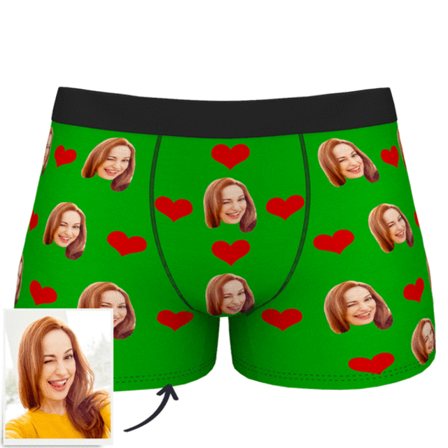 Picture of Customized underwear | Custom Heart Face Underwear For Men