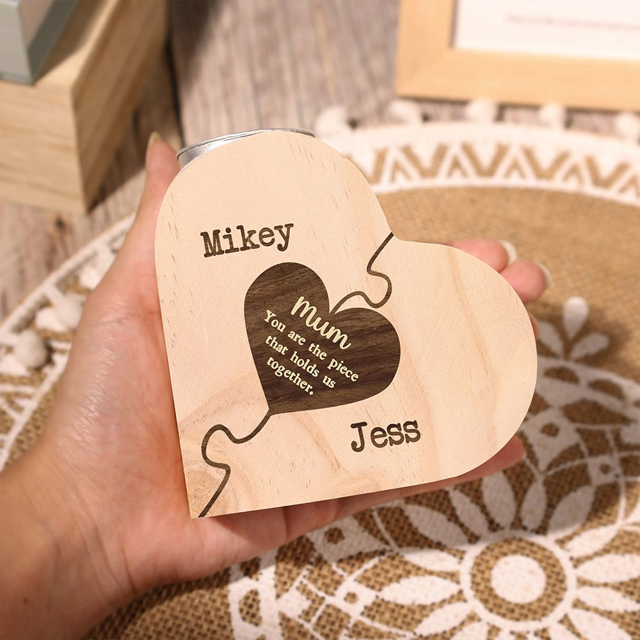 Picture of Custom Wooden Name Candle holder - Personalized Heart Shape Candle holder - Best Christmas Gift