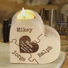 Picture of Custom Wooden Name Candle holder - Personalized Heart Shape Candle holder - Best Christmas Gift