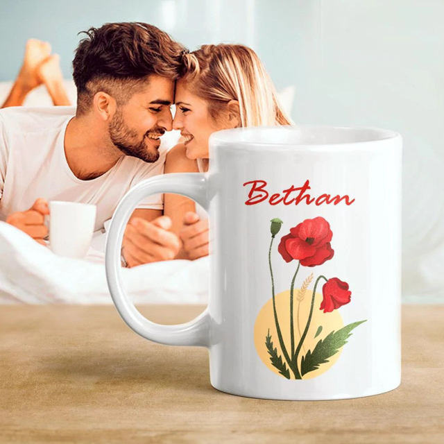 Picture of Personalized Colorful Floral Mug - Best Coffee Mug - Valentine's' Day Gift