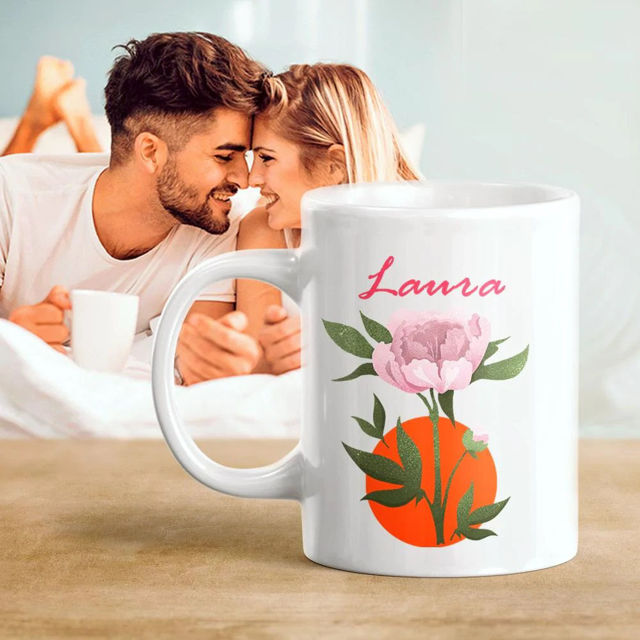 Picture of Personalized Colorful Floral Mugs - Custom Flower Mugs for Her