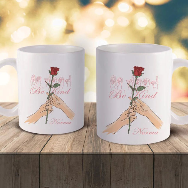 Picture of Personalized Rose Flower Gesture Cup Coffee Mug - Custom Coffee Cups