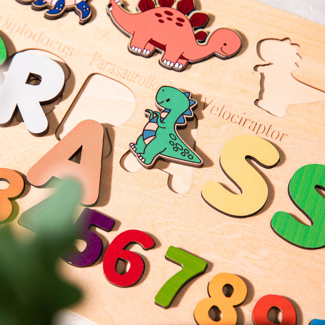 Picture of Personalized Wooden Puzzle Name Board - Custom Toy Gift for Baby and Kids-  Best 1st Birthday Gift for Cute Baby Boy