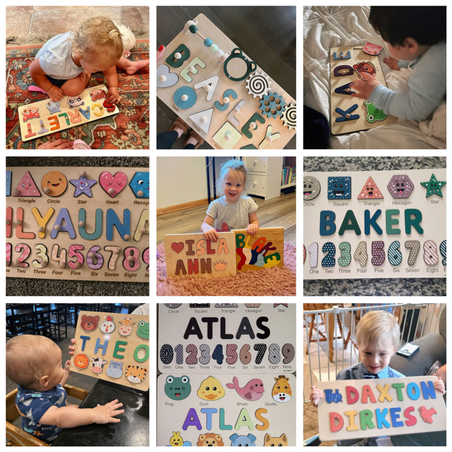 Picture of Personalized Wooden Puzzle Name Board - Custom Toy Gift for Baby and Kids - Custom Name Puzzle for Toddlers - Best 1st Birthday Gift for Your Baby Girl