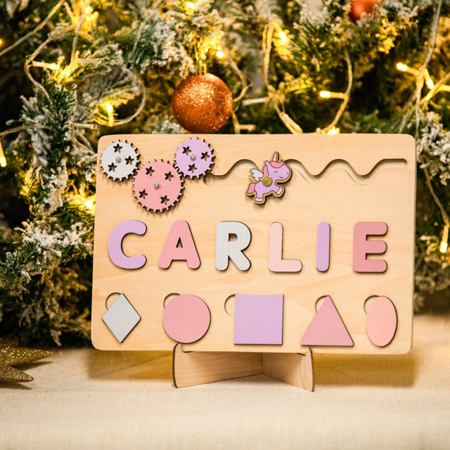 Picture of Personalized Wooden Puzzle Name Board - Custom Toy Gift for Baby - Custom Name Puzzle for Toddlers -  Best 1st Birthday Gift for Baby Girl