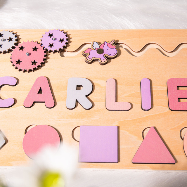 Picture of Personalized Wooden Puzzle Name Board - Custom Toy Gift for Baby - Custom Name Puzzle for Toddlers -  Best 1st Birthday Gift for Baby Girl