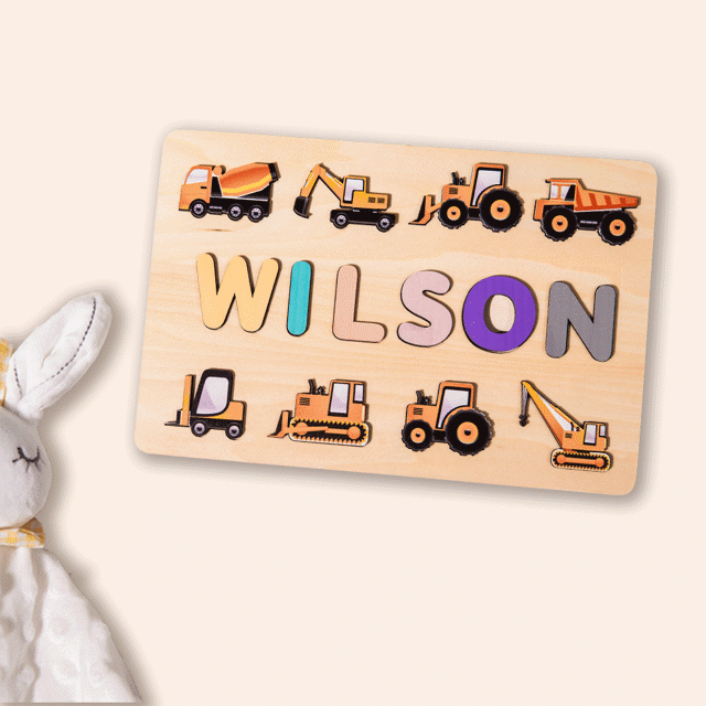 Picture of Personalized Wooden Puzzle Name Board - Custom Gift for Baby and Kids - Custom Name Puzzle - Birthday Gift for My Cute Baby Boy