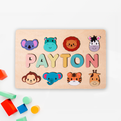 Picture of Personalized Wooden Puzzle Name Board - Custom Toy Gift for Baby - Custom Name Puzzle for Toddlers - 1st Birthday Gift for Baby Girl and Boy