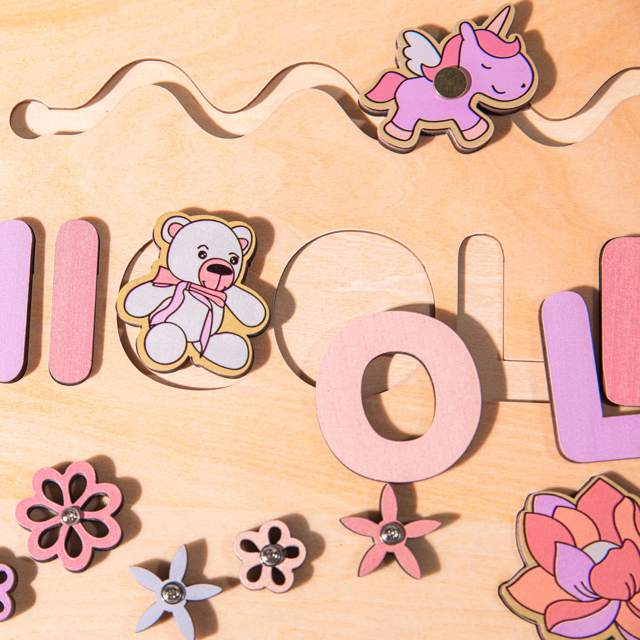 Picture of Personalized Wooden Puzzle Name Board - Custom Gift for Baby and Kids - Custom Name Puzzle - Best 1st Birthday Gift for Cute Baby Girl