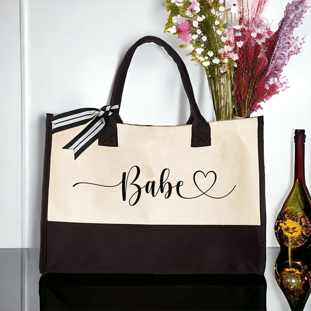 Picture of Personalized Canvas Tote Bag - Custom Name Tote Bag - Bridesmaid Gif